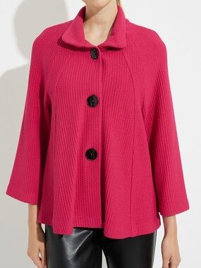 [18]Joseph Ribkoff Pink Fuchsia Textured Button-Front Cardigan CAPE JACKET